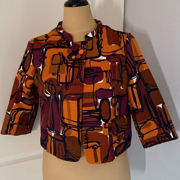 Ruby Rd Petite Purple and Orange Geometric Blazer - Picture 1 of 7